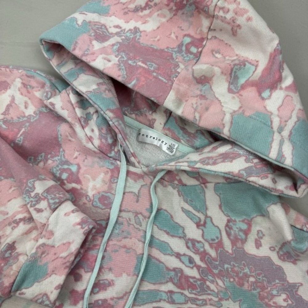 RETROLOGY Womens Long‎ Sleeve Cropped Hoodie Tie Dye - L